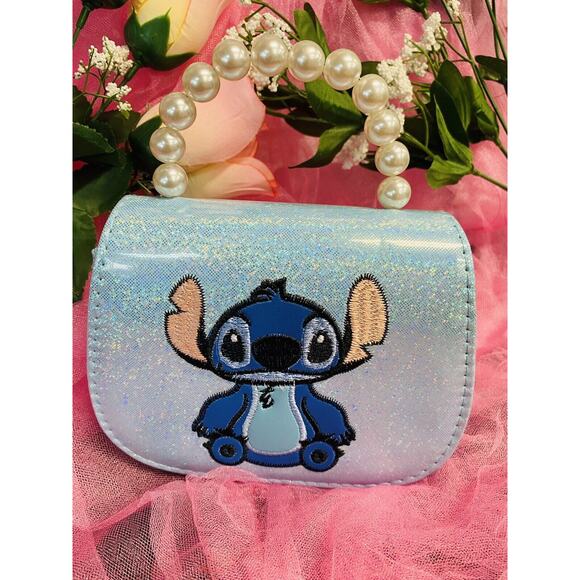 Disney Lilo and Stitch Embroidery CrossbodyBag Pearl Handbag Small 7”x 5” X 3” - Picture 1 of 6